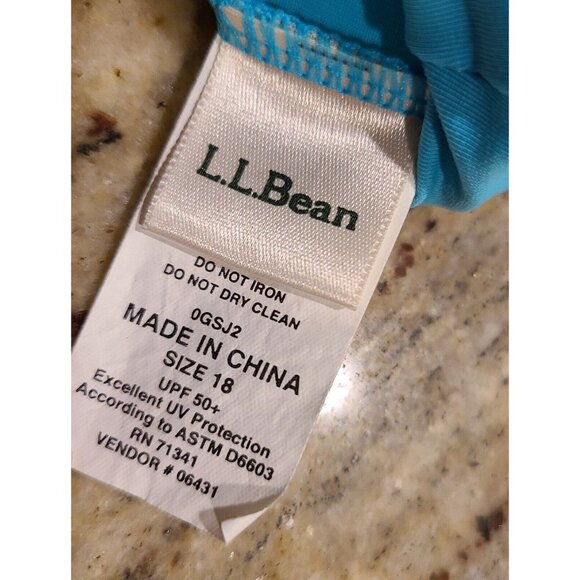 LL Bean Tankini Swim Skirt Set Plus Size 18 Blue Green Stripe Halter - Picture 8 of 16